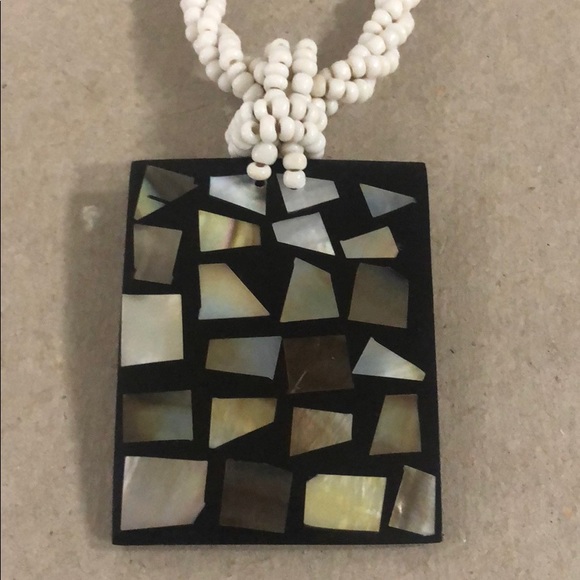 White Mosaic Necklace - Picture 3 of 4
